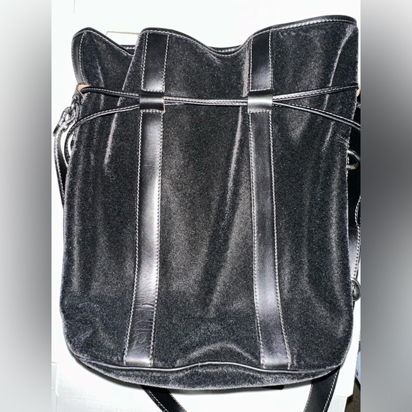 Lancel Paris made in Italy black velvet vintage cross body bucket bag - Picture 5 of 15